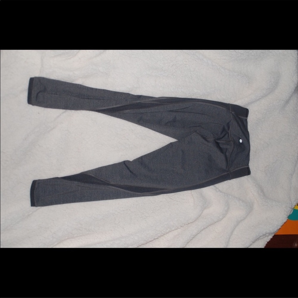 Lulu lemon black and grey leggings with mesh panel